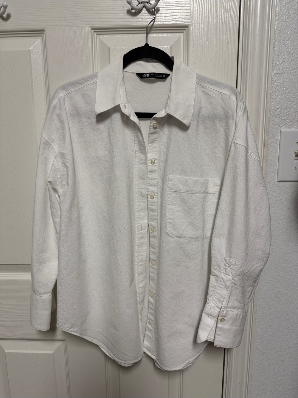 Zara Woman White Shirt with Chest Pocket, cotton, size S